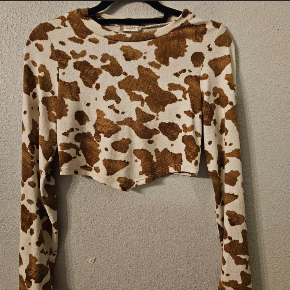 Altar'd State Tan and Cream Crop Top